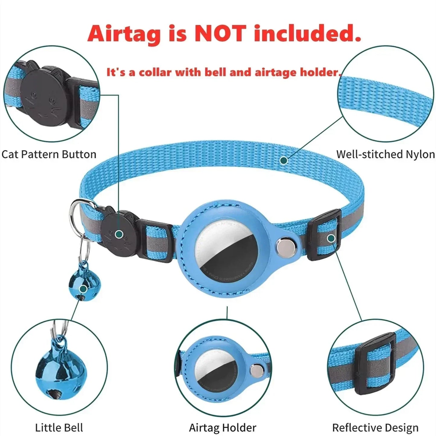 防走失貓項圈 Airtag GPS追蹤器保護套 附鈴鐺 貓咪項圈